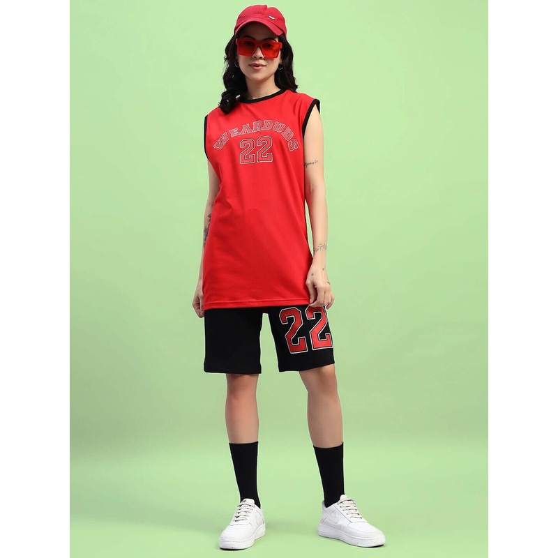 WOMEN’S AMIGA GYM CO-ORD SET RED-BLACK XS