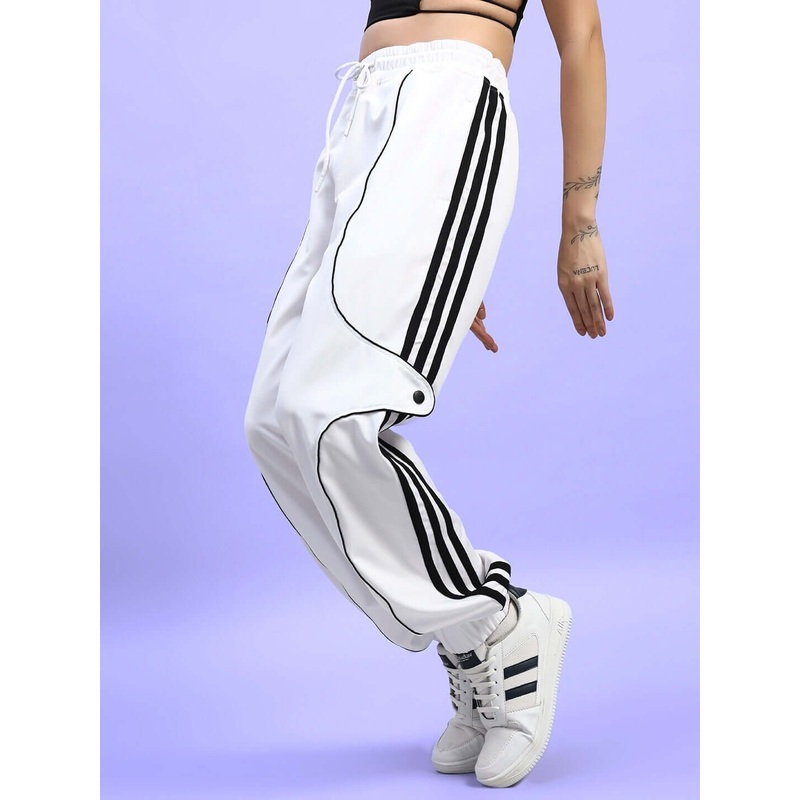 WOMEN’S BOLSON STRIPES RELAXED-FIT JOGGERS WHITE XS