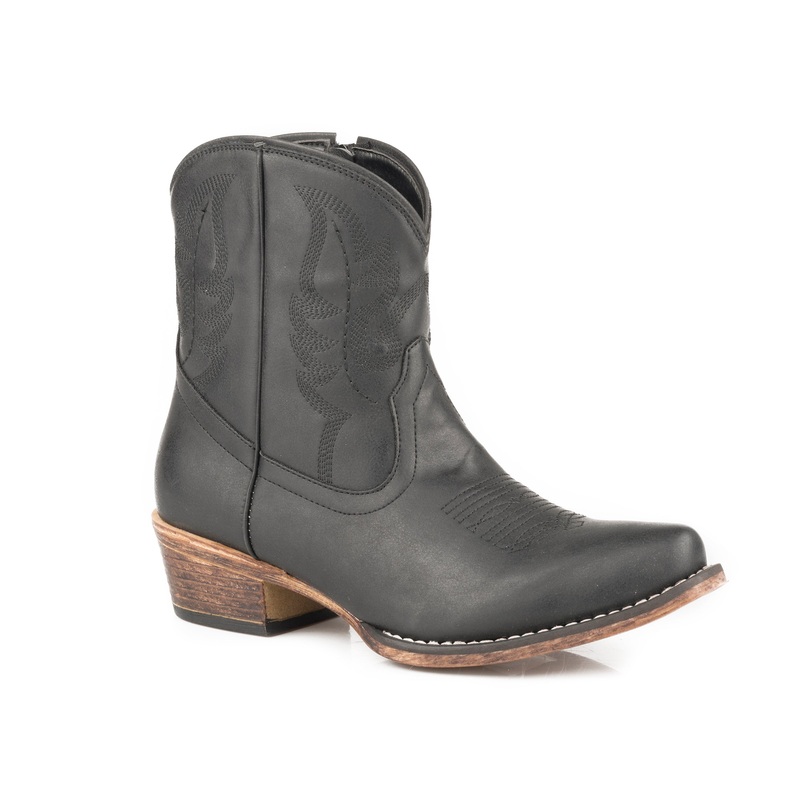 Womens Black Smooth Faux Leather Shorty Boot 5 R