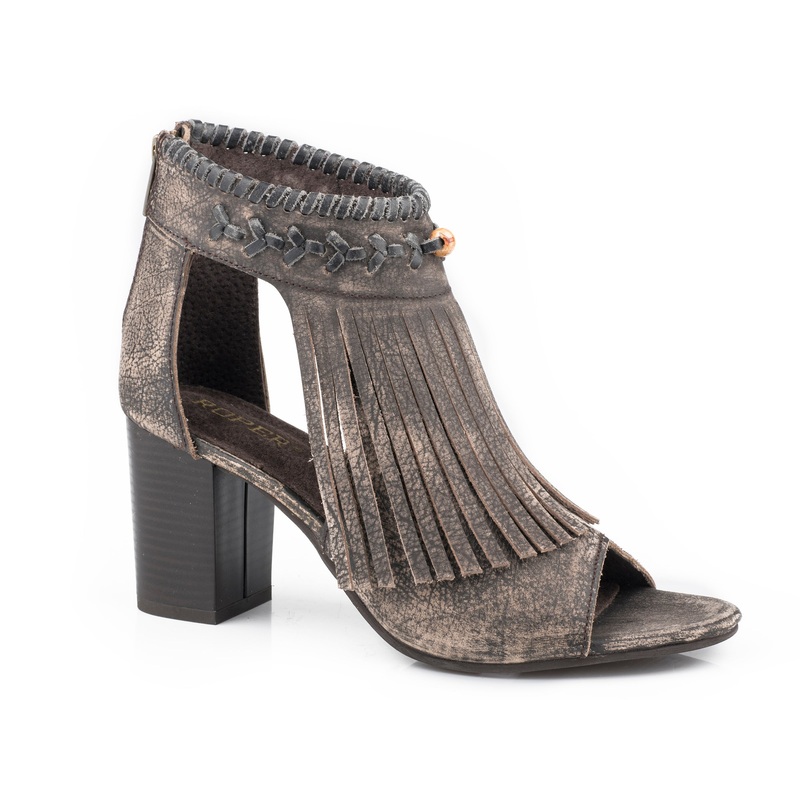 Womens Sanded Brown Leather With Fringe Fashion Open Toe Mule 5 R