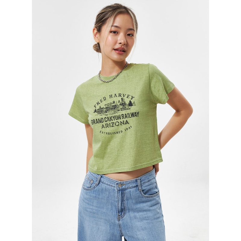 Cotton Graphic Cropped Tee CY331 White S/M