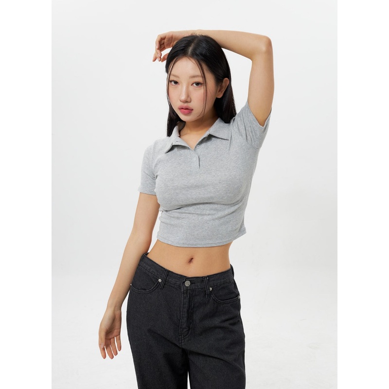 Cropped Polo Tee IY312 White S/M