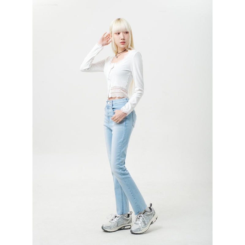 Lace Button Cardigan BY331 White S/M