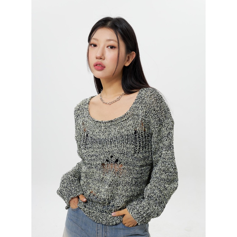 Ripped Sweater IY312 White S/M