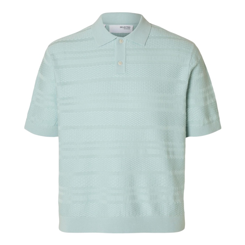 Selected Foam Short Sleeve Relaxed Structure Polo Winter Sky Small
