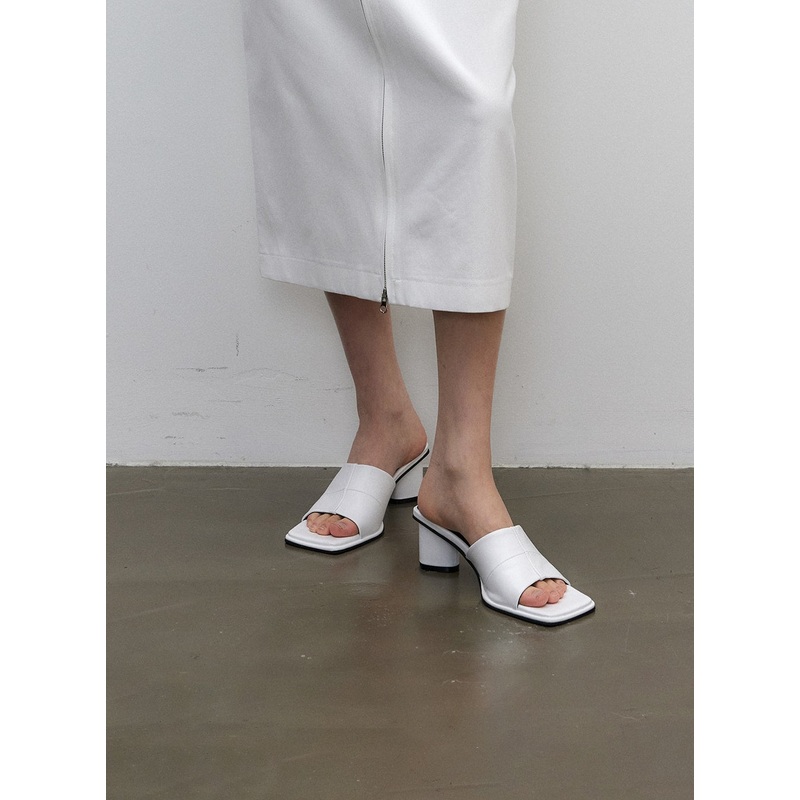 Square Open Toe Mules IY331 White 225