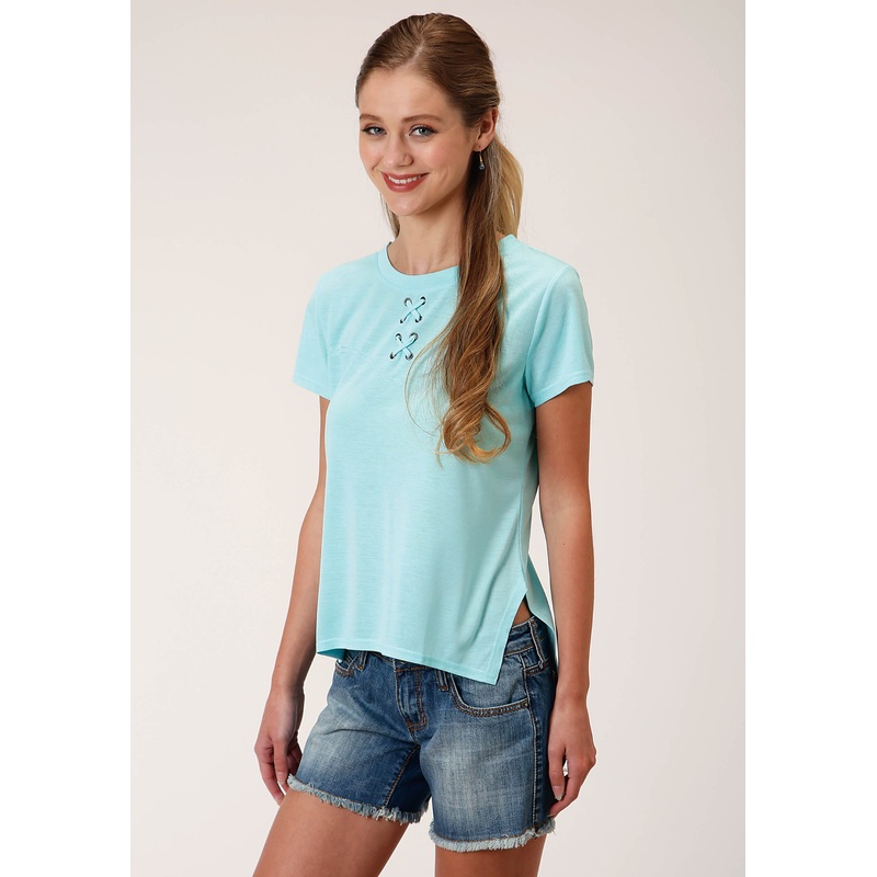 Womens Poly Rayon Jersey Scoop Neck Short Sleeve Knit Top XS