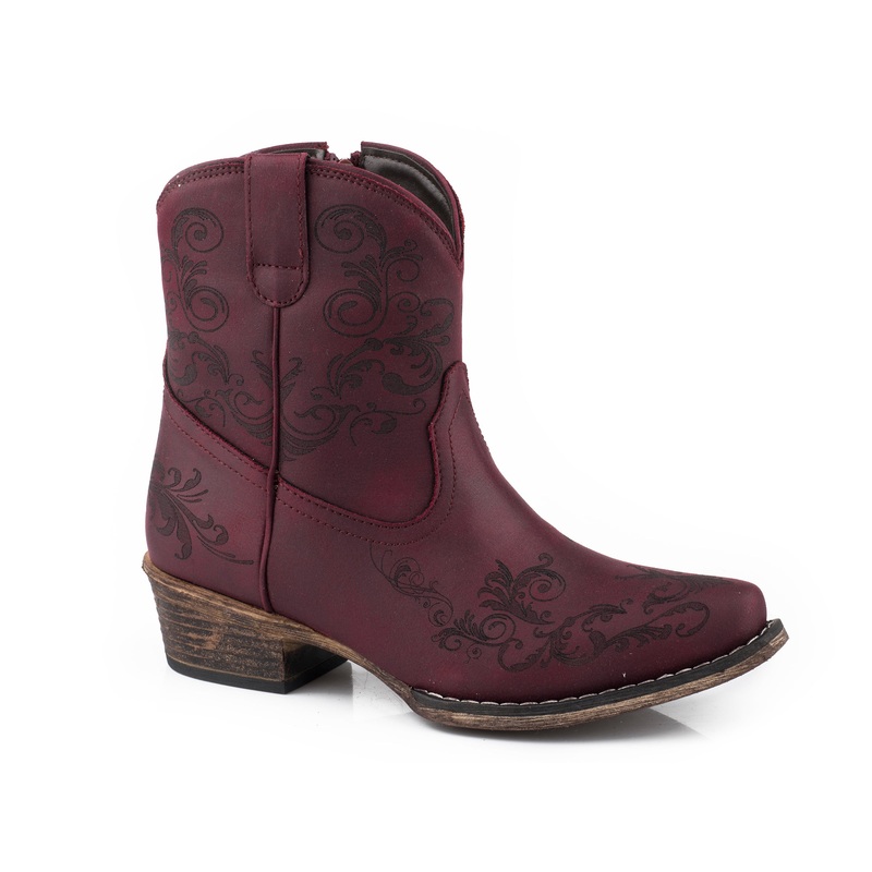 Womens Vintage Red Faux Leather Laser Shorty Boot 5 R