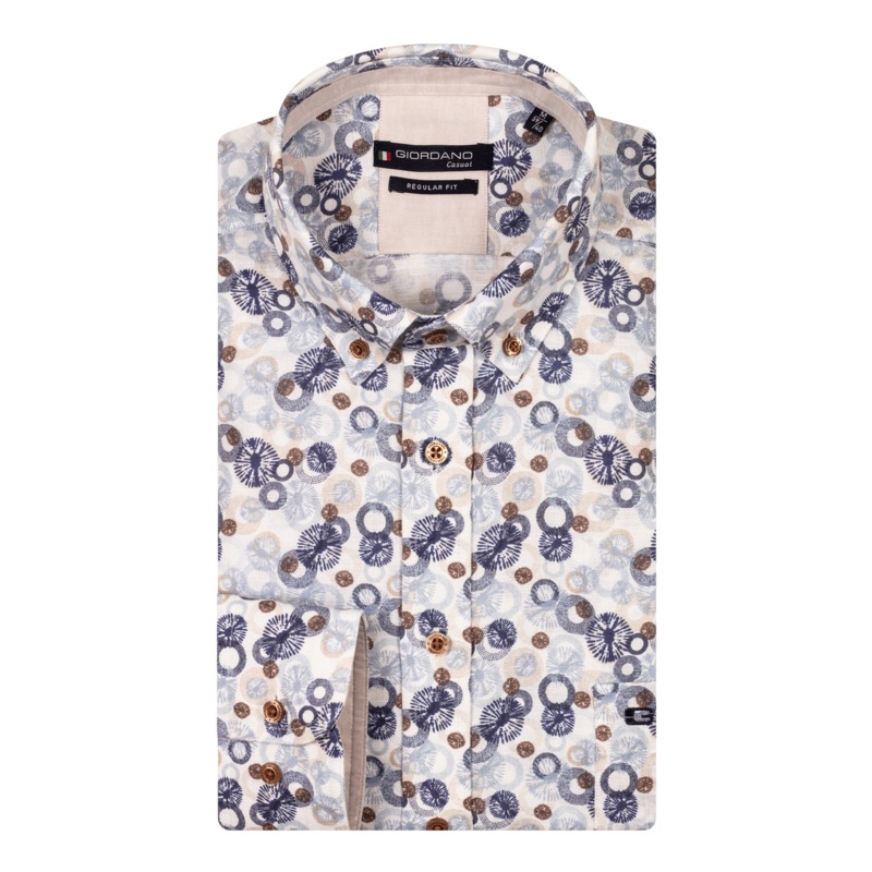 Giordano Short Sleeve Abstract Print Shirt Blue Medium