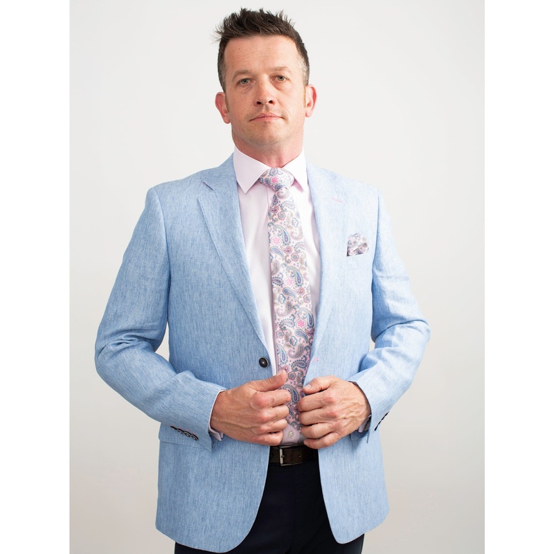 Golding Classic Linen Jacket Sky Blue 38 Regular