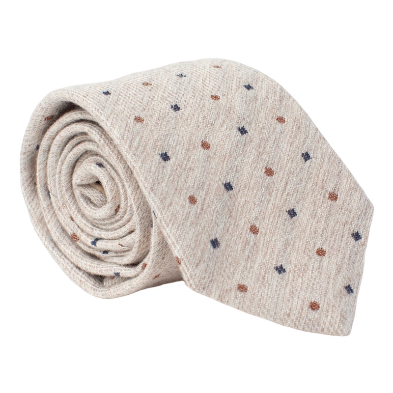 Golding Geometric Wool Silk Woven Tie Beige/Brown One Size