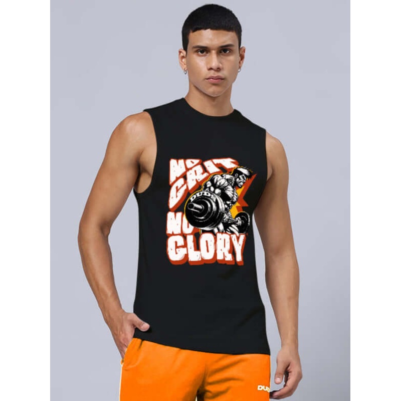 NO GRIT NO GLORY PRINTED RELAXED FIT GYM T-SHIRT BLACK XS