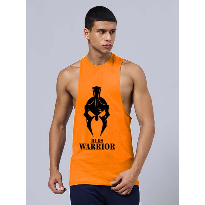 SPARTAN WARRIOR PRINTED GYM T-SHIRT ORANGE XS