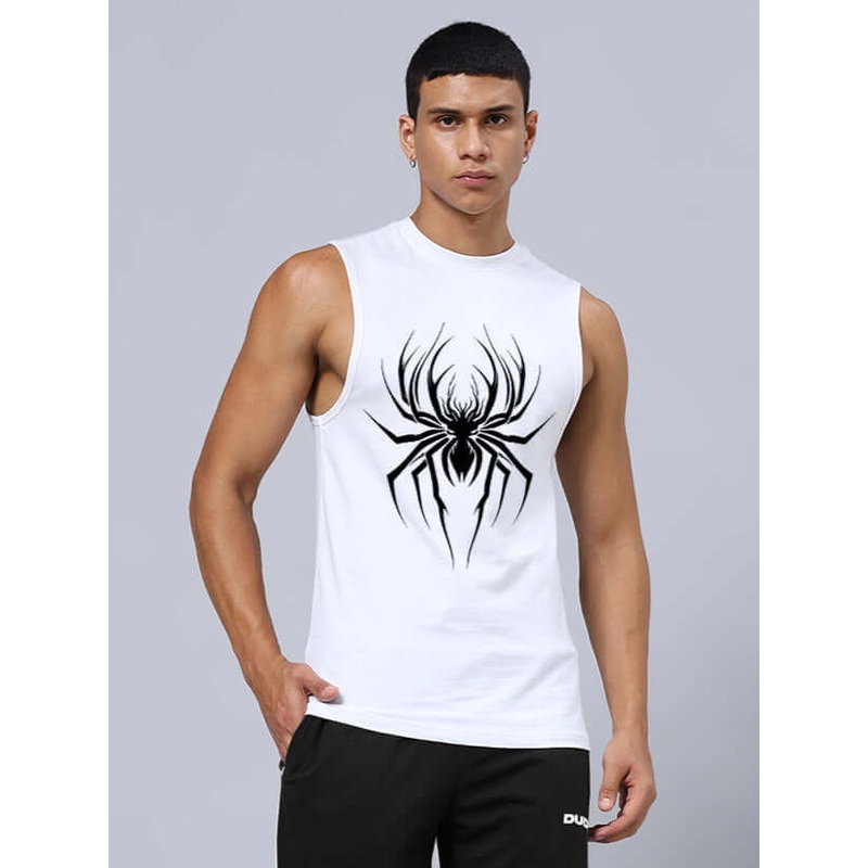 SPIDER PRINTED RELAXED FIT GYM T-SHIRT WHITE XS
