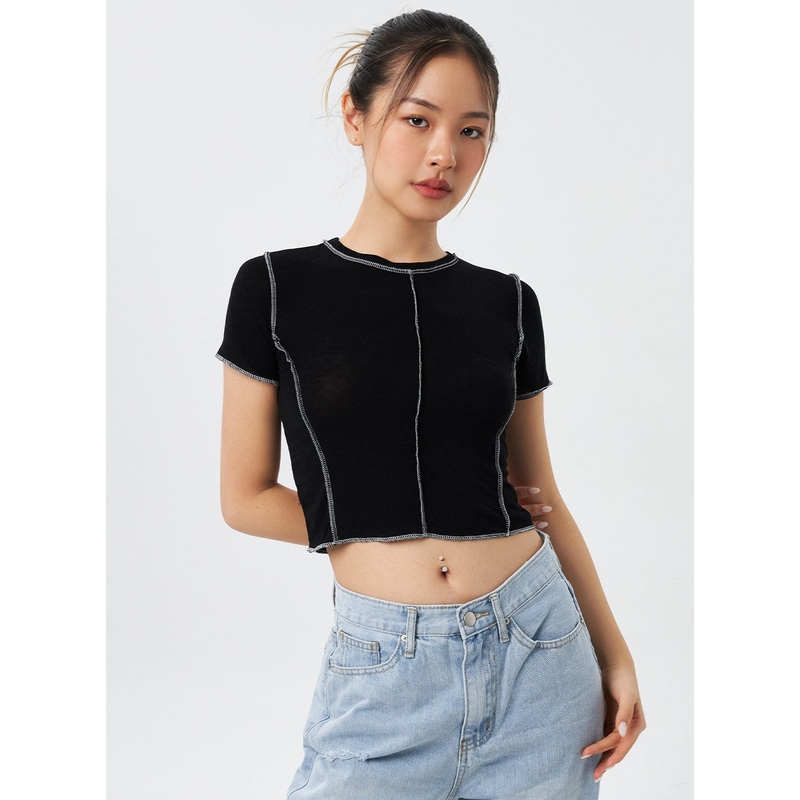 Stitch Cropped Tee CY308 White S/M