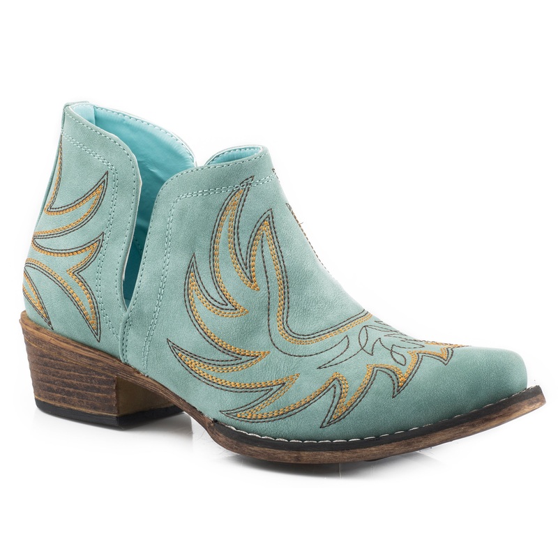 Womens Snip Toe Blue Faux Leather Ankle Boot 5 R