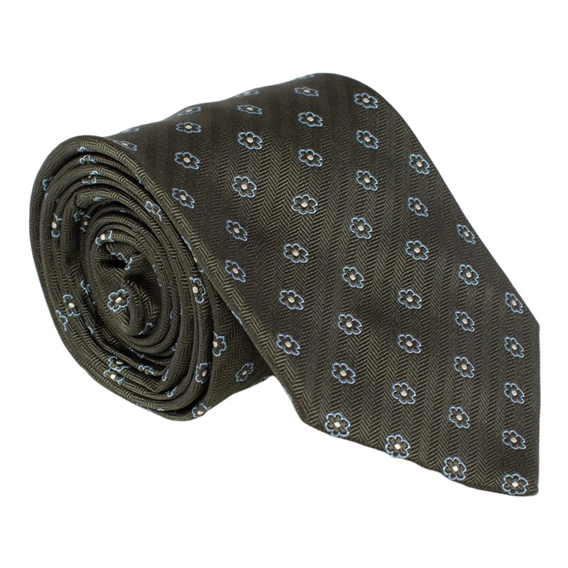 Golding Herringbone Flower Woven Tie Green/Blue One Size