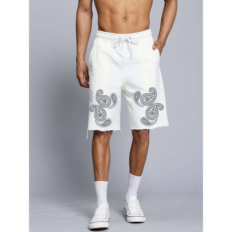MESSI PAISLEY PRINT REGULAR FIT SHORTS OFF WHITE XS