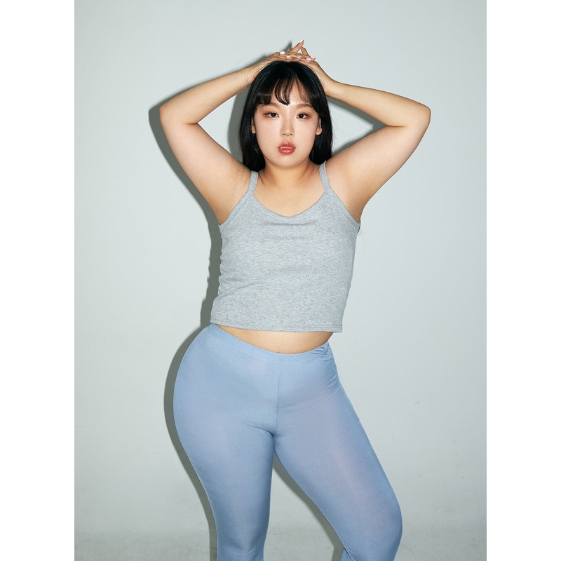 Plus Everyday Basic Ribbed Cropped Cami Top IY24 Gray L