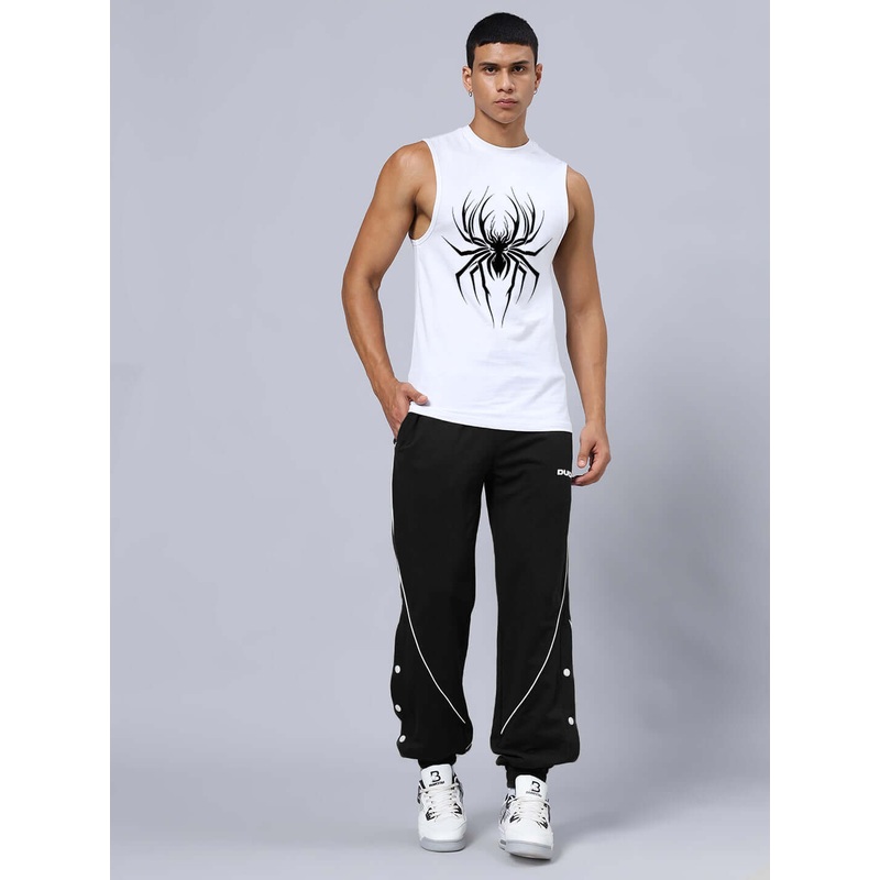 SPIDER PRINTED GYM RELAXED FIT CO-ORD SET WHITE-BLACK XS
