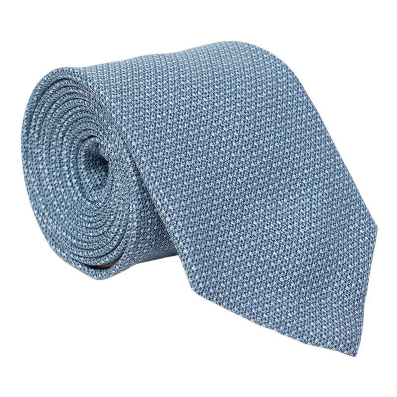 William David Plain Texture Printed Tie Blue One Size