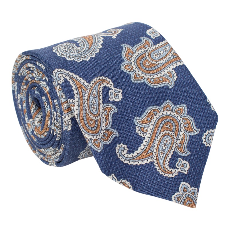 William David Textured Paisley Printed Tie Navy One Size