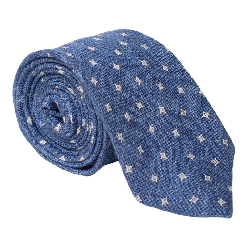 William David Textured Small Medallion Printed Tie Blue One Size