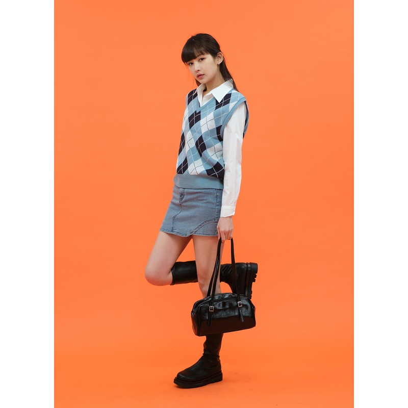 Argyle Pattern Vest C1703 Gray S/M