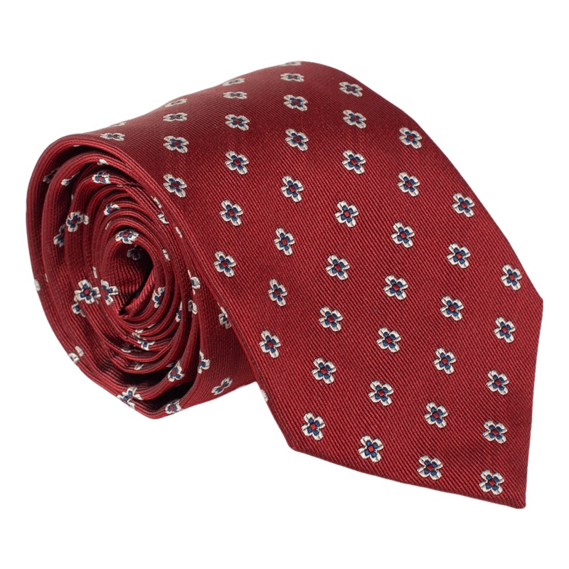 Golding Flower Silk Woven Tie Red/Navy One Size