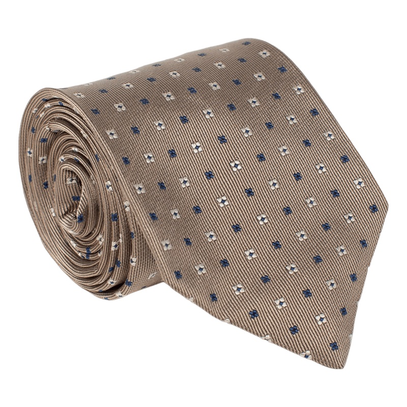 Golding Flower Twill Woven Tie Tan/Blue One Size