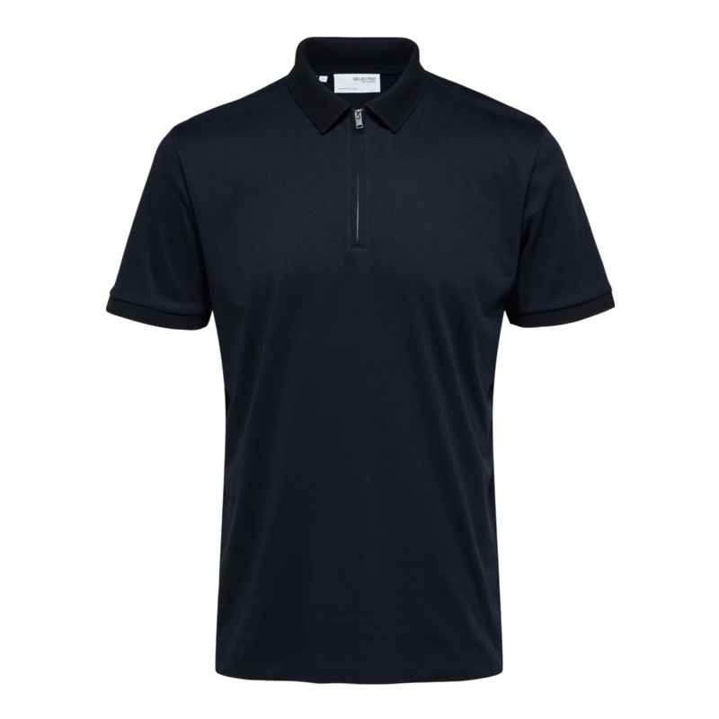 Selected Fave Zip Short Sleeve Polo Sky Captain Small