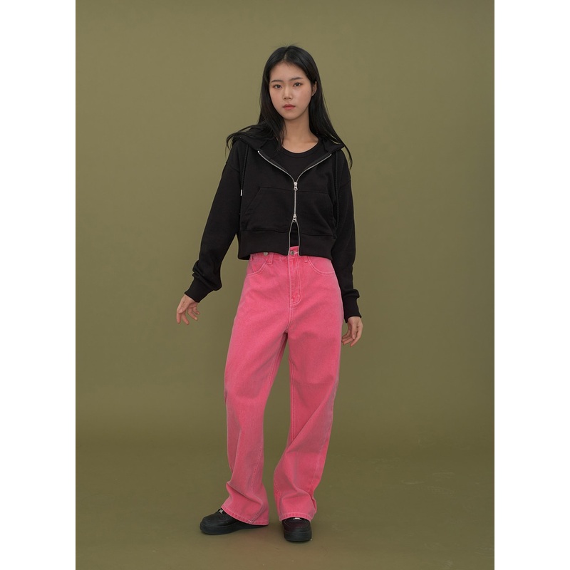 Two Way Cropped Hoodie Zip Up C2601 Gray S