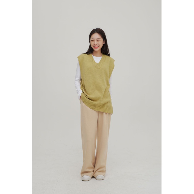 V Neck Knit Vest Ff13 Black S/M