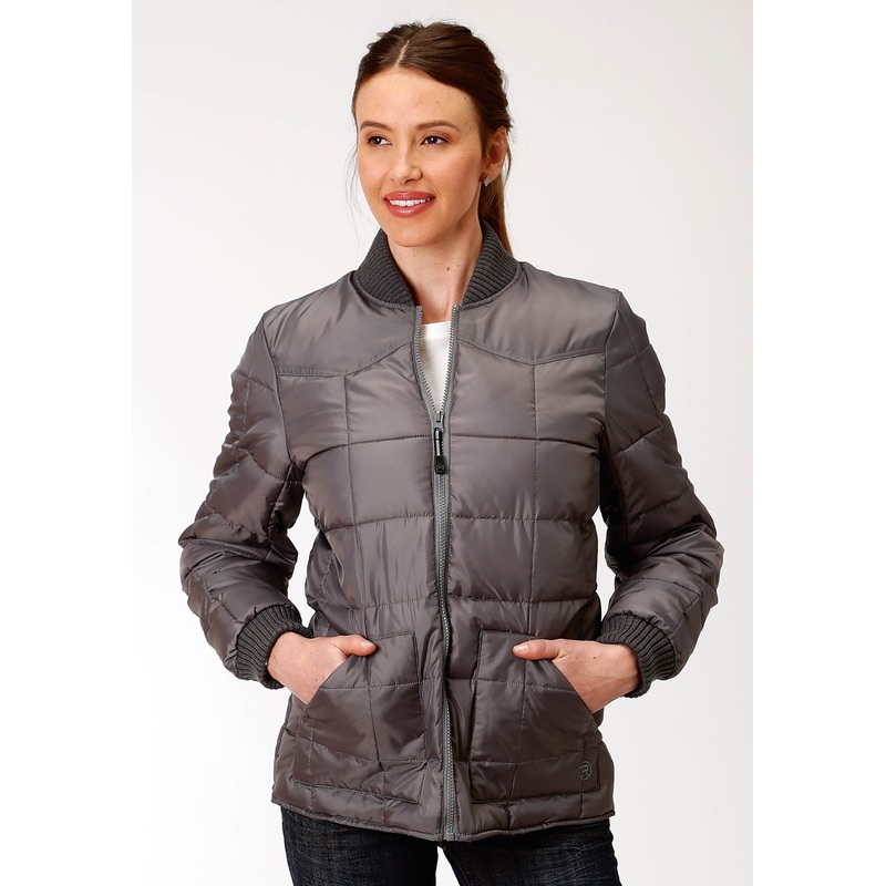 Womens Grey Poly-Filled Jacket XS
