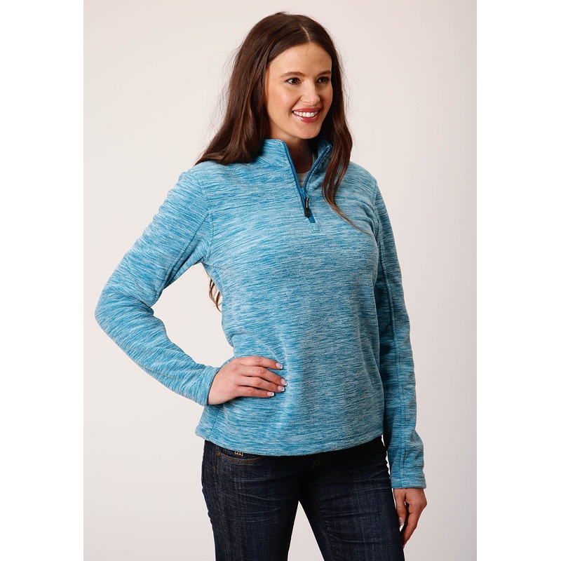 Womens Heathered Teal Fleece  Pullover XS