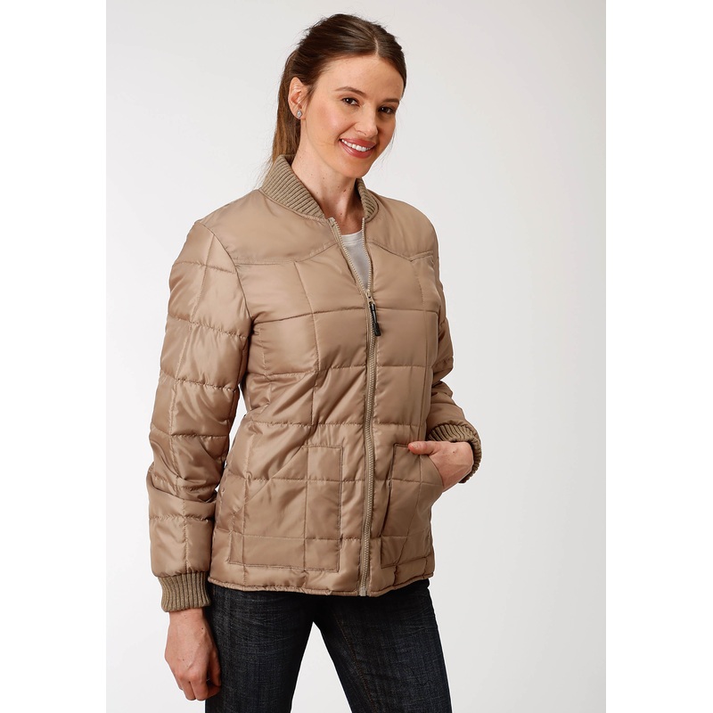Womens Khaki Poly-Filled Jacket XS