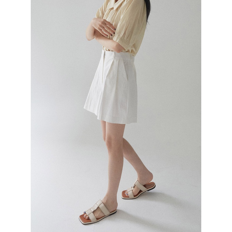 Cotton Pintuck Half Pants Ivory S