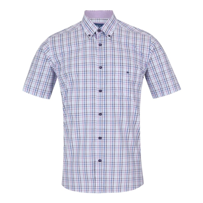 DG’s Drifter Short Sleeve Check Shirt Purple/Blue Medium