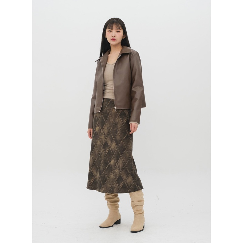 Faux Leather Jacket with Collar C2001 Black S/M