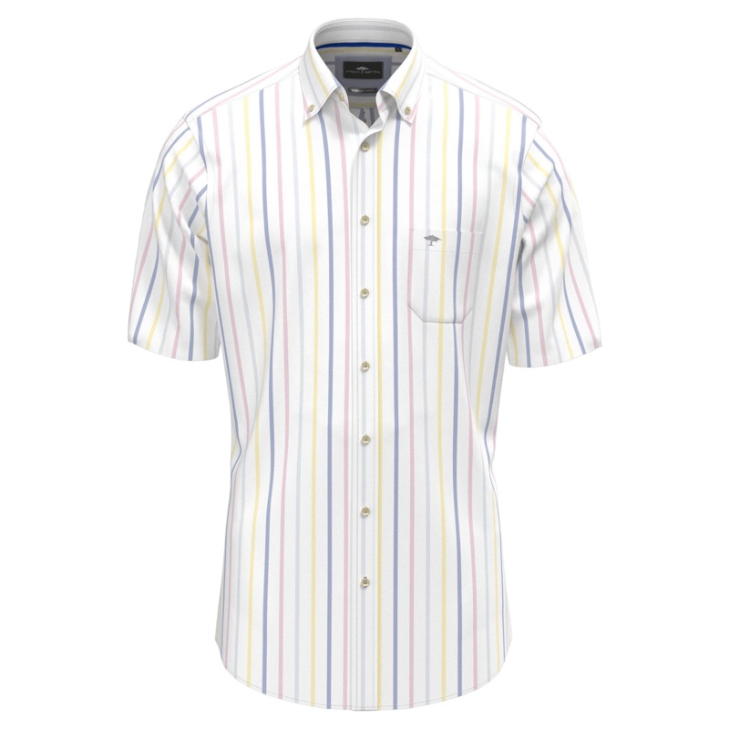 Fynch-Hatton Short Sleeve Summer Oxford Stripe Shirt Vivid Yellow Small