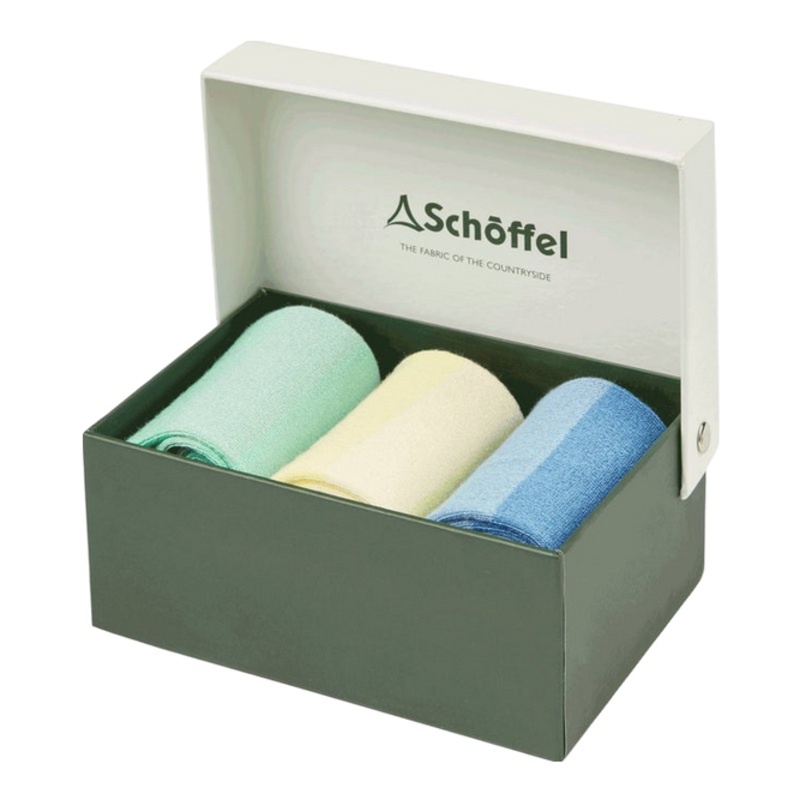 Schoffel Bamboo Socks Box Of 3 Pale Lemon Spot 7-11