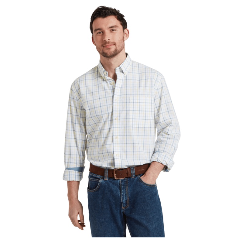 Schoffel Holkham Classic Shirt Blue/Pastel Peach 15.5