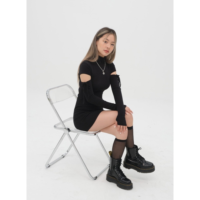 Slim Cut-Out Mini Dress C2001 Brown S