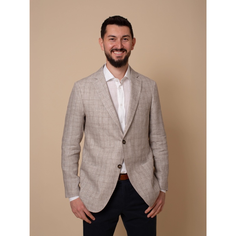 William David Woodbridge Prince Of Wales Jacket Buggy Lined Stone 38 Regular