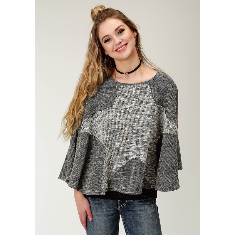 Womens Grey Solid Knit Sweater Poncho XS/S