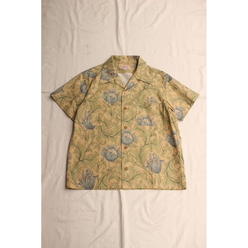 ADJUSTABLE COSTUME / BEST OF MORRIS PRINT S/S OPEN SHIRT “ANEMONE” (AS-149,BEIGE) 38