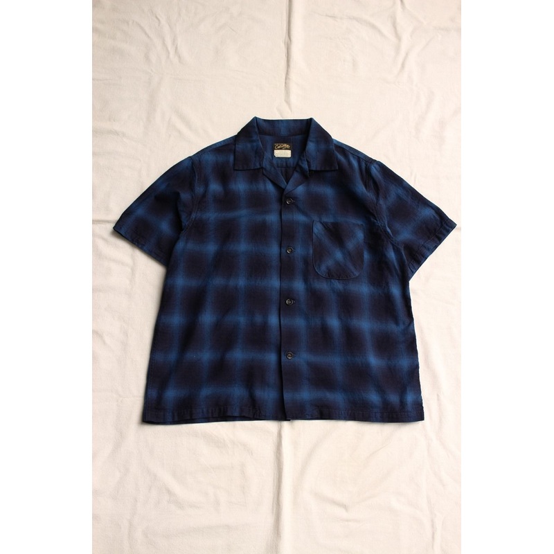 COLIMBO / MODEST OPEN COLLAR SHIRT “INDIGO OMBRE CHECK” (ZA-0308,BLUISH CHECK) M