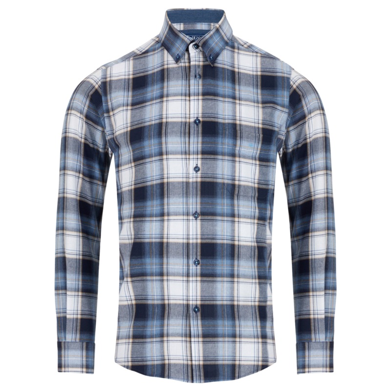 DG’s Drifter Large Check Long Sleeve Shirt Blue/Winter White Small