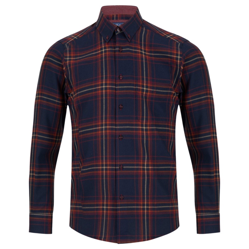 DG’s Drifter Overcheck Long Sleeve Shirt Navy/Orange Small