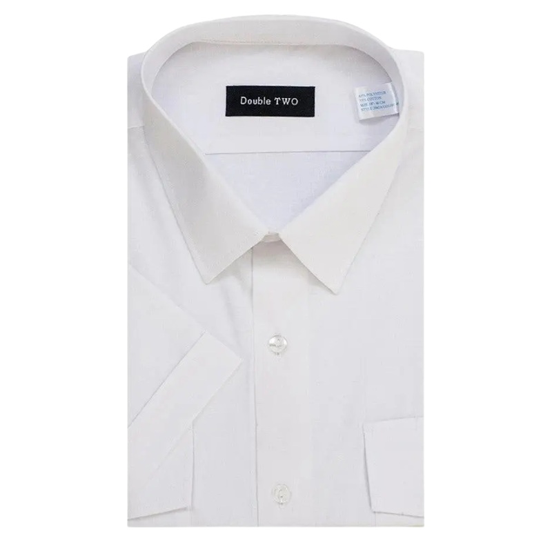 Double Two Pilot Short Sleeved Shirt in White White 15 Half Sleeve